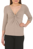 Bamboo Knot Fronted Top 3/4 Length Sleeve
