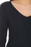 Organic Bamboo Jersey V Neck 3/4 Length Sleeve T-Shirt