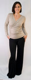 Bamboo Drape Wrap Top with Long Sleeves